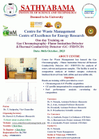 One day Training on Gas Chromatography- Flame Ionization Detector &Thermal Conductivity Detector (GC- FID/TCD) 2023 Training Programme Poster